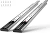 Two metal drawer slides are shown diagonally against a white background, with a small group of screws in the upper left corner. Produktbild-Vorschau