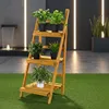 Melko květinové schodiště 3 úrovně závěsného koše dřevěný Náhled obrázku produktu 6