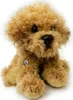 A plush toy dog sits facing forward against a white background. Produktbild-Vorschau