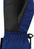 Close-up view of the cuff and palm area of a blue glove with a black textured grip. Produktbild-Vorschau