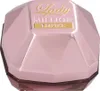 A pink, faceted perfume bottle with gold lettering. Podgląd zdjęcia produktu