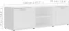A dimension diagram of a white TV stand. Voir les images du produit