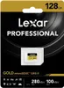 The image shows the packaging of a Lexar Professional GOLD MicroSDXC memory card. Náhled obrázku produktu