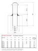 A technical drawing and a table of dimensions for a flat roof sanitary vent. Produktbild-Vorschau