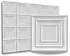 A display of white 3D wall panels with a close-up of one panel. Produktbild-Vorschau