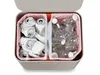 A top-down view of a two-compartment recycling bin filled with crushed aluminum cans and plastic bottles. Podgląd zdjęcia produktu
