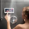 A woman is using a waterproof phone case in the shower. Podgląd zdjęcia produktu