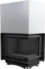 A fireplace insert with a metal shroud on top, presented against a white background. Produktbild-Vorschau