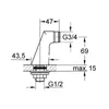 Grohe raccord à poser 1/2'' x 3/4'' saillie 47 mm chromé - Voir les images du produit 2