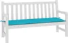 A white wooden bench with a turquoise cushion. Náhled obrázku produktu