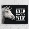 Metallschild mit Pferd Motiv und Spruch: Hier wachen wir! Produktbild-Vorschau 2