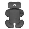 A dark gray car seat insert with a white logo on the headrest. Produktbild-Vorschau