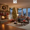 A family celebrating Christmas in a decorated living room. Podgląd zdjęcia produktu