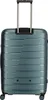 A teal suitcase with a retractable handle and wheels, shown from the back against a white background. Produktbild-Vorschau