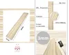 A diagram showing the dimensions and features of a wood-look panel, with a close-up of a caliper measuring its thickness. Anteprima dell’immagine prodotto