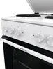 Close-up view of the control panel and stovetop of a white Gorenje electric stove. Produktbild-Vorschau