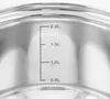 Close-up of measurement markings on the inside of a metallic pot or kettle. Produktbild-Vorschau