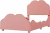 A pink children's bed with a cloud-shaped headboard and footboard, shown from a side angle against a white background. Voir les images du produit