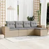 vidaXL 5-tlg. Garten-Sofagarnitur mit Kissen Beige Poly Produktbild-Vorschau 2