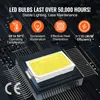 A close-up of an LED chip with marketing text and icons above it. Podgląd zdjęcia produktu