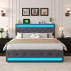 Lit coffre 140x200 cm avec éclairage LED, chargeur USB, lit Voir les images du produit 9