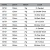 A table listing product specifications including item number, length, weight, and color. Produktbild-Vorschau