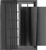 A dark gray sheer curtain is shown hanging in front of a window with a dark gray opaque curtain behind it. Produktbild-Vorschau