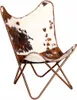 vidaXL Butterfly-Sessel Braun und Weiß Echtes Kuhfell Produktbild-Vorschau 3