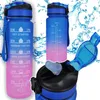 Butelka motywacyjna na wodę 1000ml bidon z miarką słomką Podgląd zdjęcia produktu 1