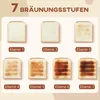 Seven levels of toast browning are illustrated with images of toast slices. Produktbild-Vorschau