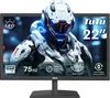 A monitor displaying a futuristic robot character, with feature callouts. Produktbild-Vorschau