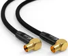 Two black coaxial cables with gold-plated right-angle connectors are shown against a white background. Produktbild-Vorschau