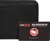 A black wallet with an RFID protection card in front of it. Anteprima dell’immagine prodotto