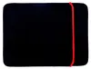 A black laptop sleeve with a red elastic band on the right side. Produktbild-Vorschau