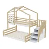 A bunk bed with a house-like frame and stairs, presented against a white background. Anteprima dell’immagine prodotto