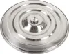 A top-down view of a stainless steel pot lid with concentric circles and a central handle. Náhled obrázku produktu