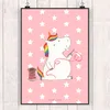 Mr. & Mrs. Panda Bild Einhorn Näherin DIN A4 - Rot Pastell Produktbild-Vorschau 2
