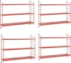 Four identical red modular wall shelves are displayed against a white background. Náhled obrázku produktu