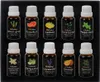 A set of 10 small glass bottles containing fragrance oils, arranged in two rows within a black box. Produktbild-Vorschau