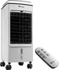 A white portable air cooler with a black grille and a remote control on a white background. Náhled obrázku produktu