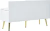 A white storage bench with gold legs is shown from the back. Produktbild-Vorschau