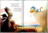 A children's book illustration showing two dragons, one large and dark, the other small and colorful, on a cliff overlooking the sea at sunset. Voir les images du produit