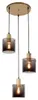 A pendant light fixture with three glass shades and gold-toned accents, suspended from a circular ceiling plate. Náhľad obrázku produktu