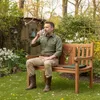 Gartenbank Teakholz 120 cm mit Motiv-Rückenlehne – massiv, Produktbild-Vorschau 2