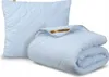 A light blue pillow and a folded comforter are displayed against a white background. Podgląd zdjęcia produktu