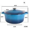 Schmortopf aus Gusseisen, 6 L, blau, grün, emailliert – für Produktbild-Vorschau 5