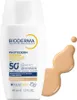 A bottle of Bioderma sunscreen with a swatch of the product next to it. Náhled obrázku produktu