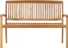 Panca da giardino impilabile con cuscino 128,5 cm in teak Anteprima dell’immagine prodotto 2
