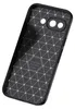 The back of a black phone case with a geometric pattern. Produktbild-Vorschau