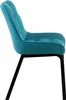 A side view of a turquoise fabric dining chair with a black metal frame. Anteprima dell’immagine prodotto